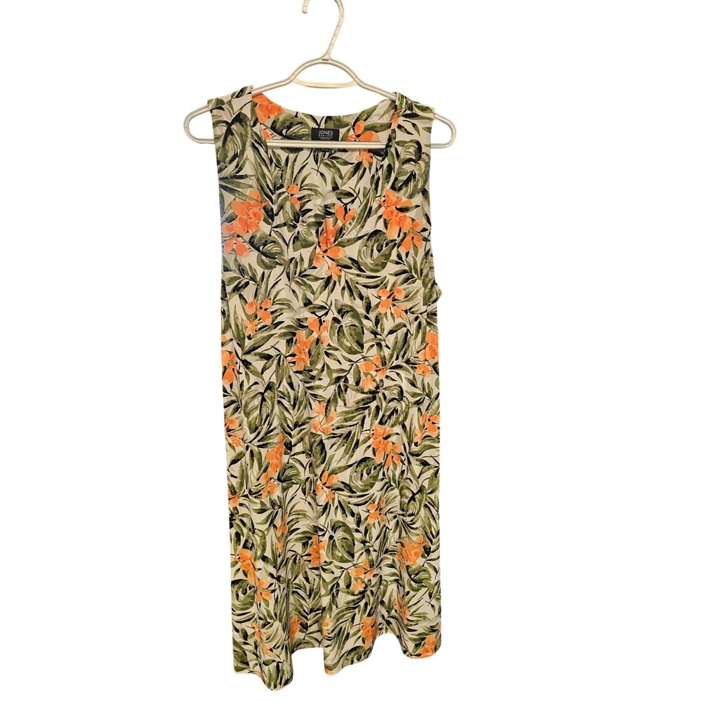 Jones New York Signature Tropical Floral‎ Sleeveless Shift Dress XL Loden Combo